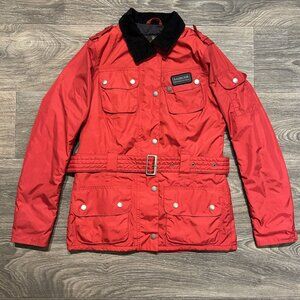 Barbour International Belted Jacket 4 US Utility Coat Waterproof Signal Red 00s